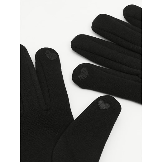 Cropp - Czarne rękawiczki z haftem - czarny Cropp Uniwersalny Cropp