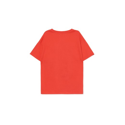 Cropp - Czerwona koszulka z nadrukiem - czerwony Cropp S Cropp promocja