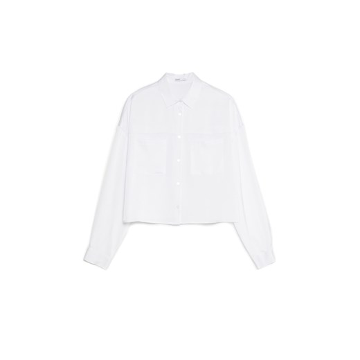 Cropp - Biała koszula z długim rękawem - biały Cropp XL Cropp wyprzedaż