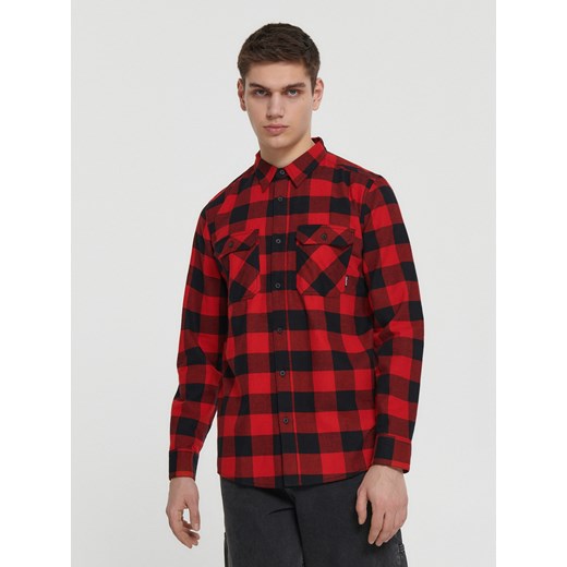 Cropp - Koszula w czerwono-czarną kratę - czerwony Cropp XL Cropp