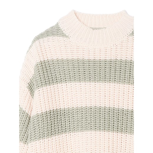 Cropp - Kremowo-zielony sweter w paski - zielony Cropp L promocyjna cena Cropp