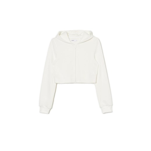 Cropp - Biała rozpinana bluza z kapturem - biały Cropp XL okazja Cropp