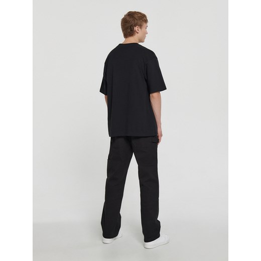 Cropp - Czarny T-shirt z nadrukiem lisa - czarny Cropp S Cropp