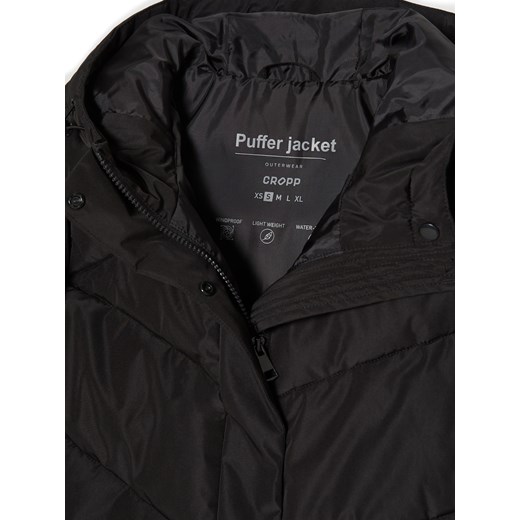Cropp - Czarna kurtka puffer z kapturem - czarny Cropp XS Cropp