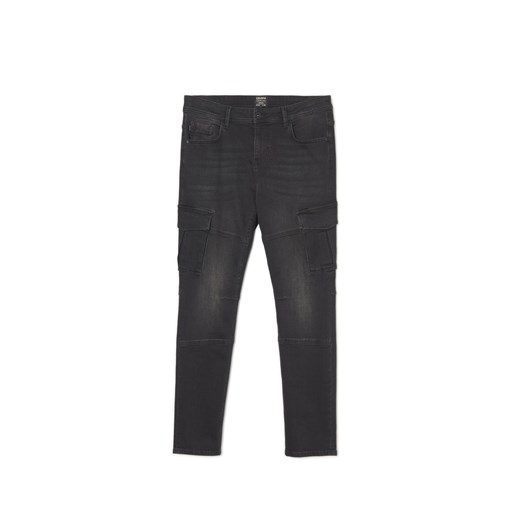 Cropp - Czarne jeansy skinny cargo - czarny Cropp 28/30 okazja Cropp