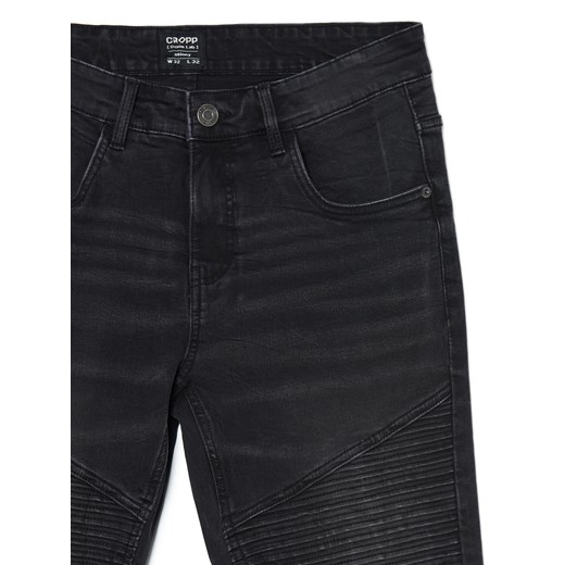 Cropp - Czarne jeansy skinny z panelami biker - czarny Cropp 32/34 okazja Cropp