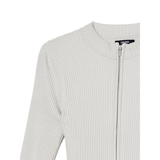 Cropp - Szary rozpinany sweter w prążki - jasny szary Cropp XL wyprzedaż Cropp