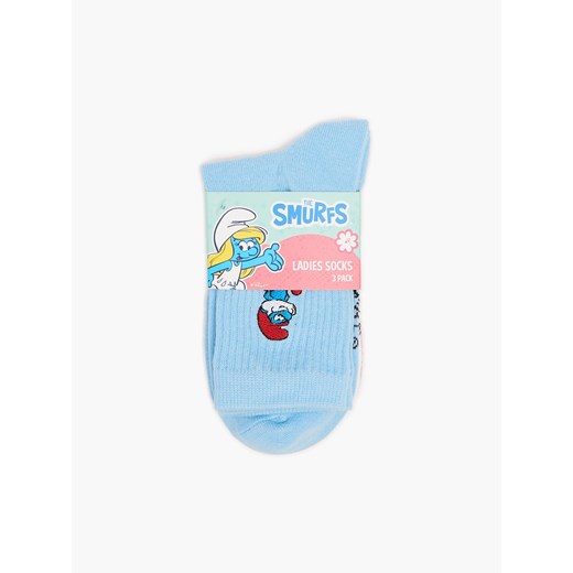 Cropp - 3 pack skarpetek ze Smerfami - wielobarwny Cropp 39-41 okazja Cropp