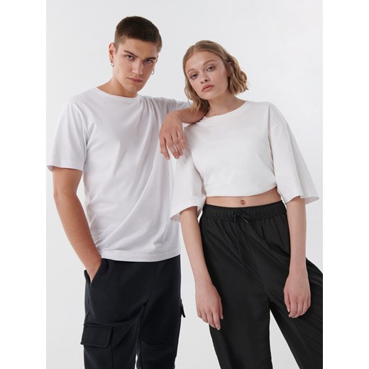 Cropp - Biała koszulka basic UNISEX - biały Cropp S Cropp