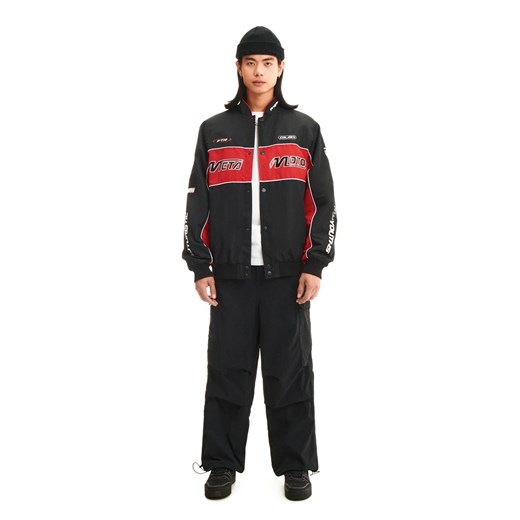 Cropp - Czarna kurtka bomber z nadrukami - czarny Cropp XXL Cropp wyprzedaż