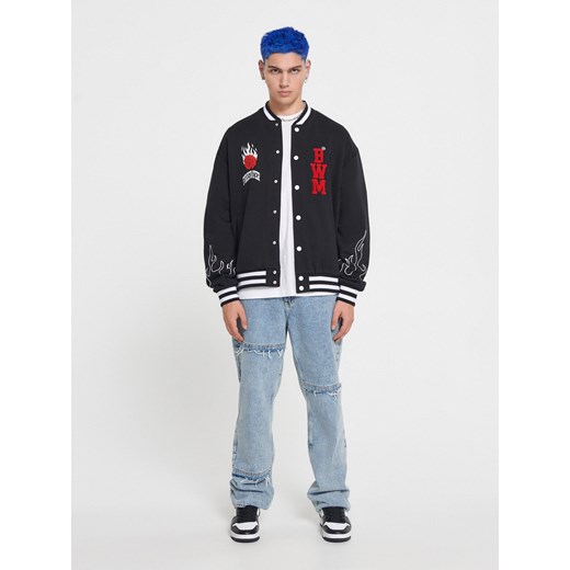 Cropp - Bluza bomber z haftem - czarny Cropp XL okazja Cropp