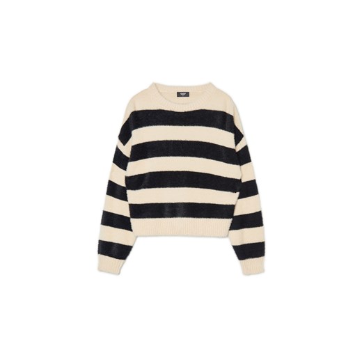 Cropp - Kremowy sweter w czarne paski - kremowy Cropp XS Cropp
