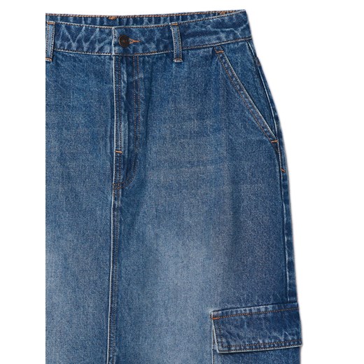 Cropp - Jeansowa spódnica cargo - niebieski Cropp M Cropp