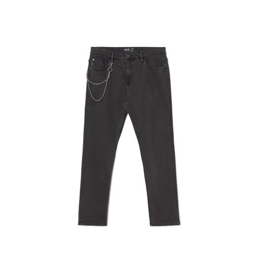 Cropp - Szare jeansy z łańcuchem - szary Cropp 34/32 Cropp