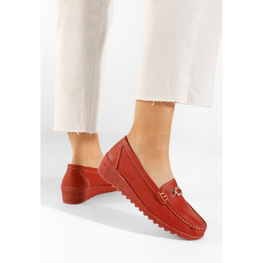 Czerwone mokasyny damskie skórzane Fahima Zapatos 39 Zapatos okazyjna cena