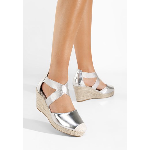 Srebrne sandały na koturnie Rosaria Zapatos 36 okazyjna cena Zapatos