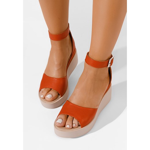 Pomarańczowe sandały damskie skórzane Salegia Zapatos 40 wyprzedaż Zapatos