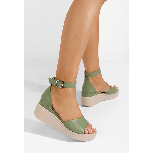 Zielone sandały damskie skórzane Salegia V2 Zapatos 39 promocja Zapatos