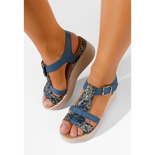 Niebieskie sandały damskie skórzane Alice Zapatos 38 wyprzedaż Zapatos