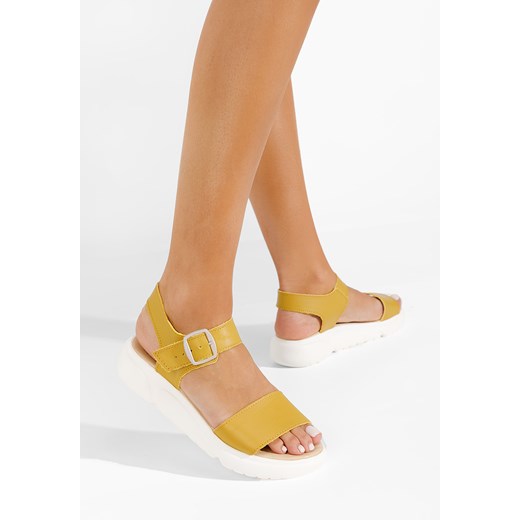 Żółte sandały damskie skórzane Tiella Zapatos 40 promocja Zapatos