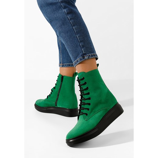 Zielone botki damskie skórzane Cabera V2 Zapatos 40 Zapatos okazja