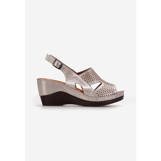 Srebrne sandały na koturnie Paola V2 Zapatos 36 promocyjna cena Zapatos