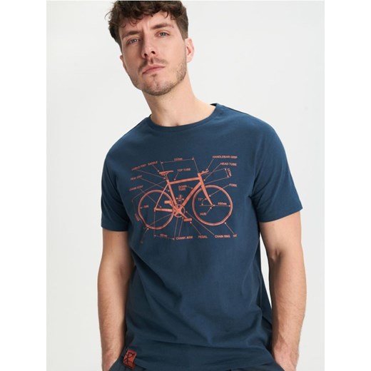 Sinsay - Koszulka z nadrukiem - niebieski ze sklepu Sinsay w kategorii T-shirty męskie - zdjęcie 167561584