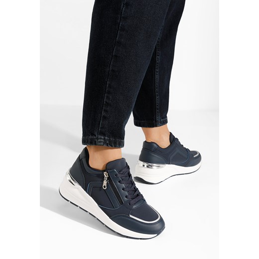 Granatowe sneakersy na koturnie Henia ze sklepu Zapatos w kategorii Buty sportowe damskie - zdjęcie 167571100