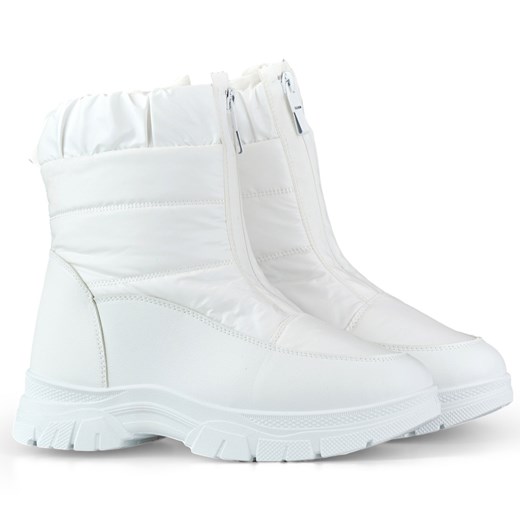 Wygodne ocieplane buty damskie białe śniegowce ze sklepu ButyModne.pl w kategorii Śniegowce damskie - zdjęcie 167572320