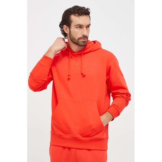 adidas bluza męska kolor czerwony z kapturem gładka IX3960 ze sklepu ANSWEAR.com w kategorii Bluzy męskie - zdjęcie 167576052