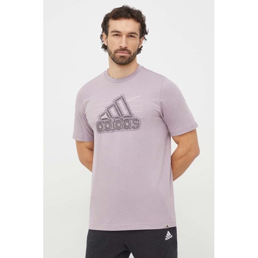 adidas t-shirt bawełniany męski kolor fioletowy z nadrukiem IN6270 ze sklepu ANSWEAR.com w kategorii T-shirty męskie - zdjęcie 167576992
