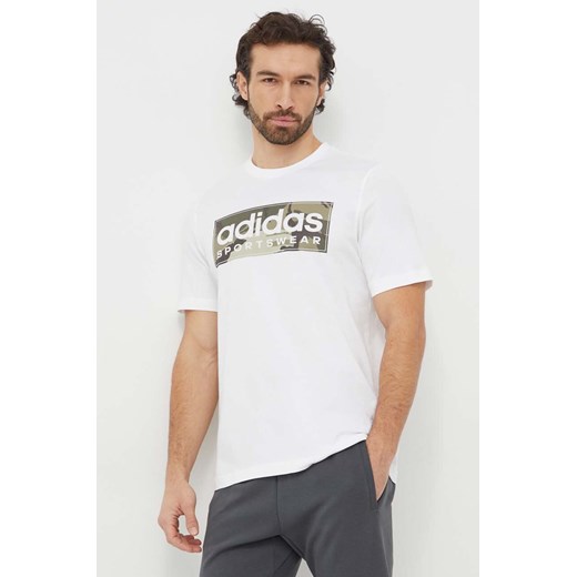 adidas t-shirt bawełniany męski kolor biały z nadrukiem IN6473 ze sklepu ANSWEAR.com w kategorii T-shirty męskie - zdjęcie 167577002