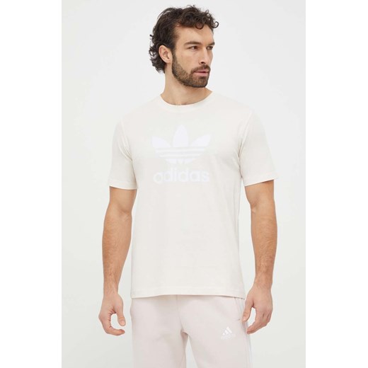 adidas Originals t-shirt bawełniany Trefoil męski kolor beżowy z nadrukiem IU2367 ze sklepu ANSWEAR.com w kategorii T-shirty męskie - zdjęcie 167577060