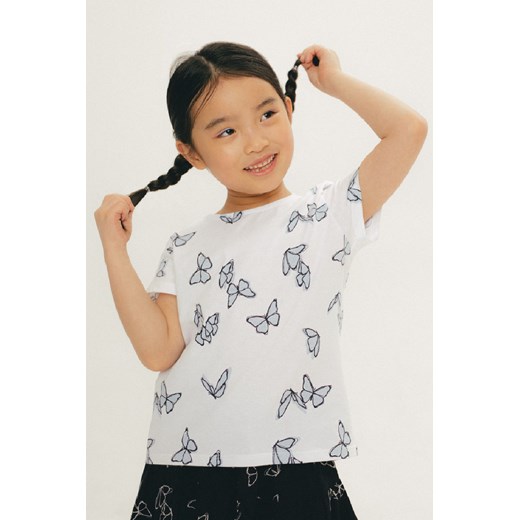 Bawełniany t-shirt dla dziewczynki biały w motyle Max & Mia By 5.10.15. 92 5.10.15