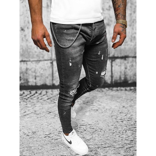 Spodnie jeansowe męskie czarne OZONEE O/MB463 ze sklepu ozonee.pl w kategorii Jeansy męskie - zdjęcie 167617093