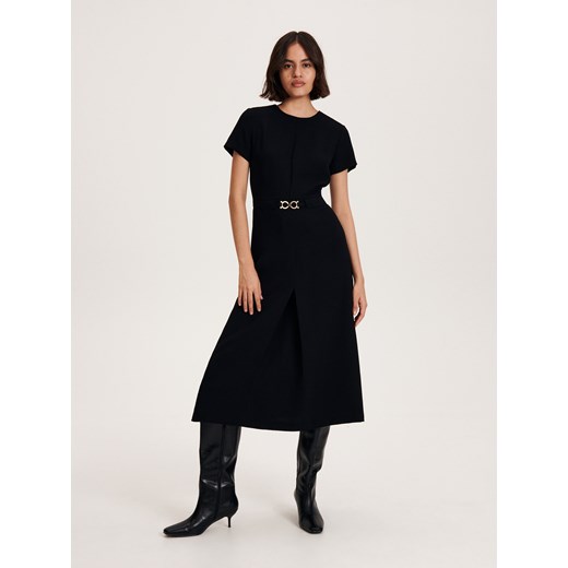 Reserved - Sukienka z ozdobnym paskiem - czarny ze sklepu Reserved w kategorii Sukienki - zdjęcie 167620200
