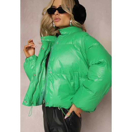 Zielona Pikowana Kurtka Puffer z Błyszczącym Wykończeniem Lonelia ze sklepu Renee odzież w kategorii Kurtki damskie - zdjęcie 167621622