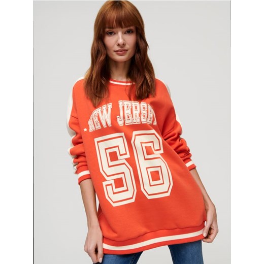 Sinsay - Bluza oversize z nadrukiem - pomarańczowy Sinsay XL Sinsay