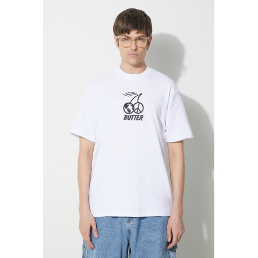 Butter Goods t-shirt bawełniany Cherry Tee męski kolor biały z nadrukiem BGQ423D10202 ze sklepu PRM w kategorii T-shirty męskie - zdjęcie 167622683