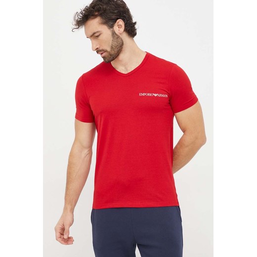 Emporio Armani Underwear t-shirt lounge 2-pack kolor czerwony z nadrukiem ze sklepu ANSWEAR.com w kategorii T-shirty męskie - zdjęcie 167635053