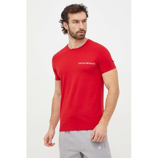 Emporio Armani Underwear t-shirt lounge 2-pack kolor czerwony z nadrukiem ze sklepu ANSWEAR.com w kategorii T-shirty męskie - zdjęcie 167635232