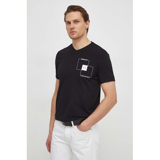 Armani Exchange t-shirt męski kolor czarny z nadrukiem 3DZTHP ZJE6Z ze sklepu ANSWEAR.com w kategorii T-shirty męskie - zdjęcie 167635344