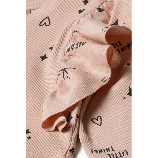 Bluzka dla dziewczynki różowa z falbankami przy rękawach 5.10.15. 104 wyprzedaż 5.10.15