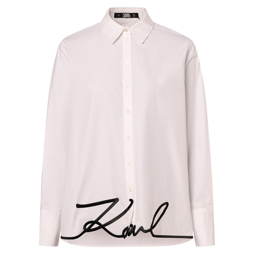 KARL LAGERFELD Bluzka damska Kobiety Bawełna biały jednolity ze sklepu vangraaf w kategorii Koszule damskie - zdjęcie 167641181