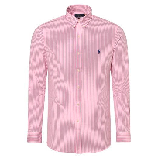 Polo Ralph Lauren Koszula męska - krój slim fit Mężczyźni Slim Fit Bawełna różowy w paski ze sklepu vangraaf w kategorii Koszule męskie - zdjęcie 167641202