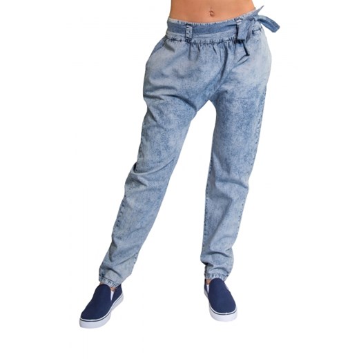 Luźne spodnie alladynki - 2 kolory petiten niebieski bawełna