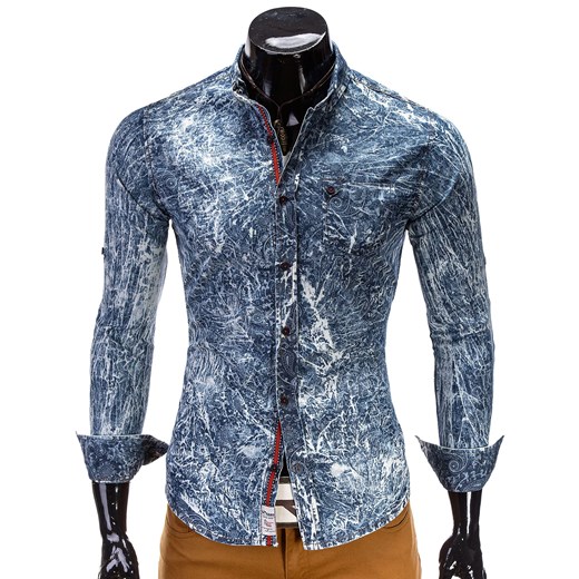 Koszula K180 - JEANSOWA ombre niebieski Koszule jeansowe męskie