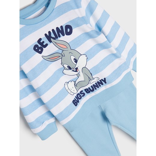 Sinsay - Komplet: bluza i spodnie Looney Tunes - błękitny Sinsay 98 Sinsay