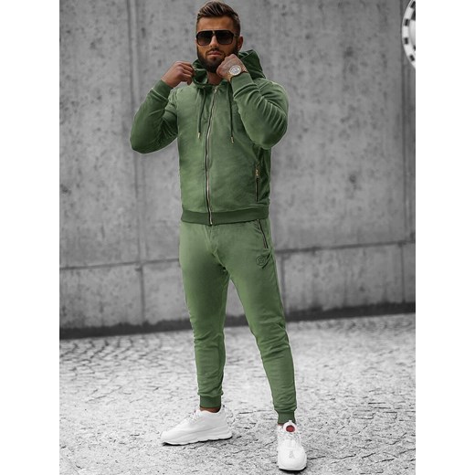 Komplet dresowy męski welurowy khaki OZONEE O/12128Z Ozonee L ozonee.pl