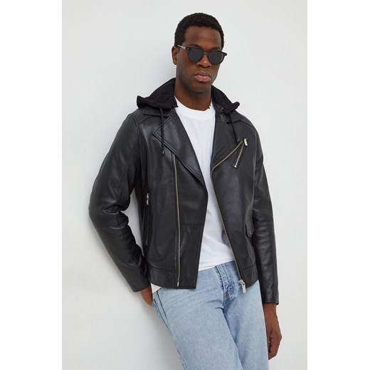 Karl Lagerfeld ramoneska skórzana męska kolor czarny przejściowa ze sklepu ANSWEAR.com w kategorii Kurtki męskie - zdjęcie 167649054